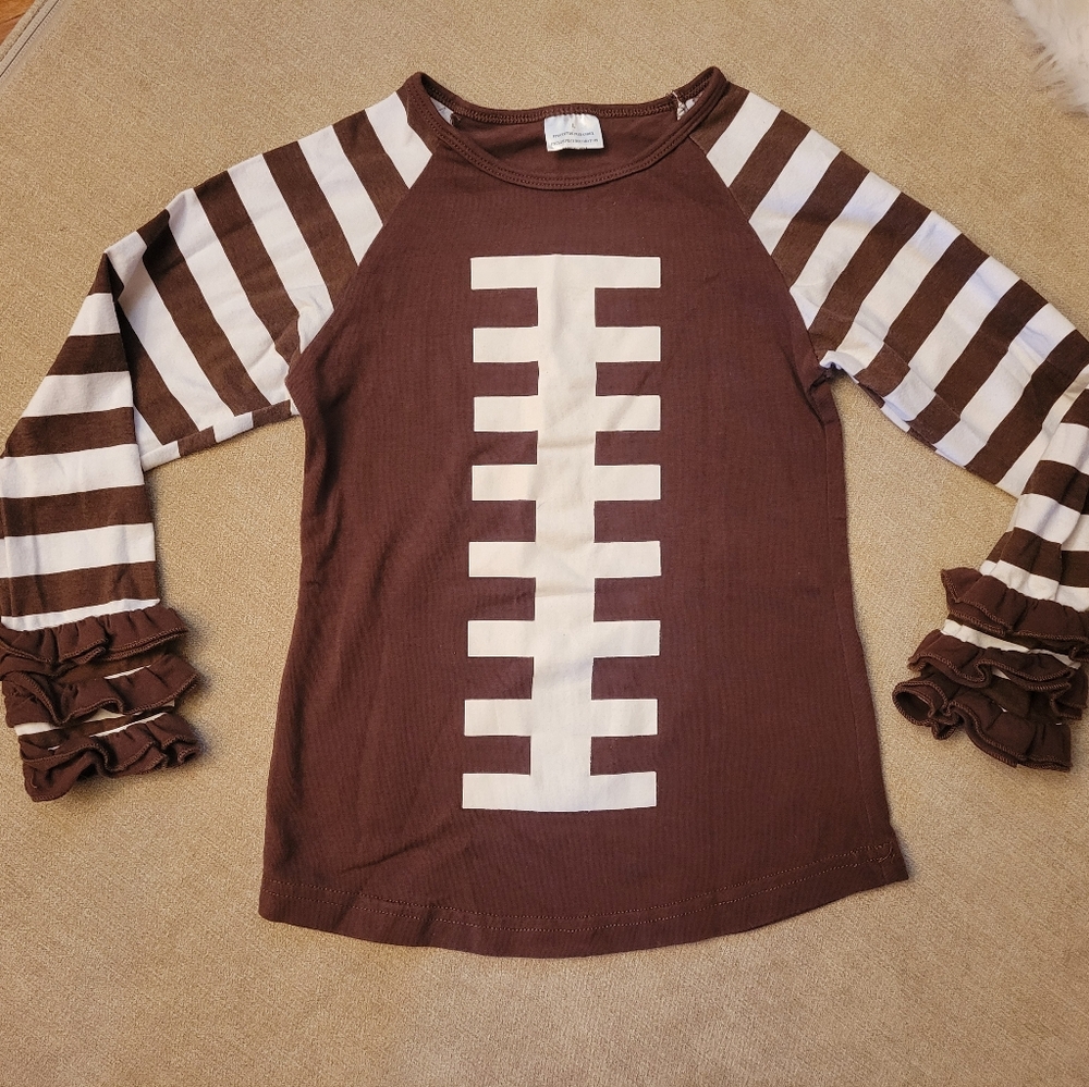 Girls' Fall Football Shirt Top Tee with Ruffles